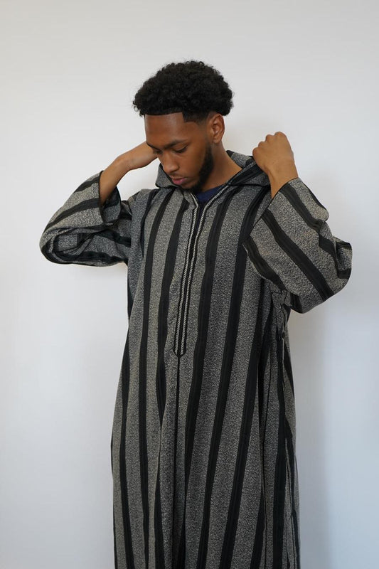 Black&grey stripped djellaba